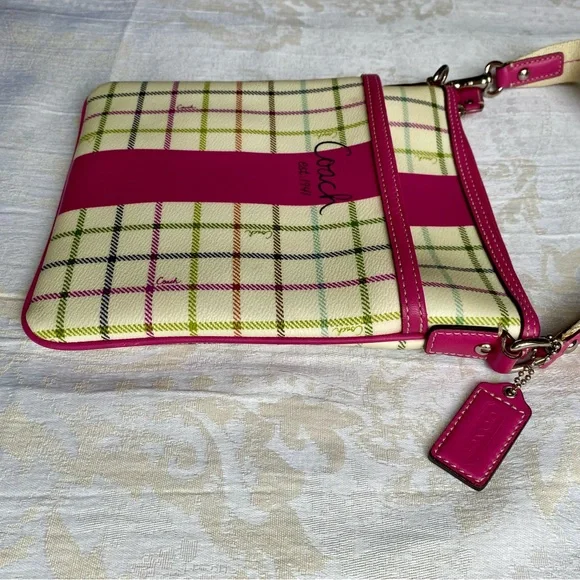 Coach Heritage Tattersall Pink Plaid Crossbody Bag - Picture 4 of 16